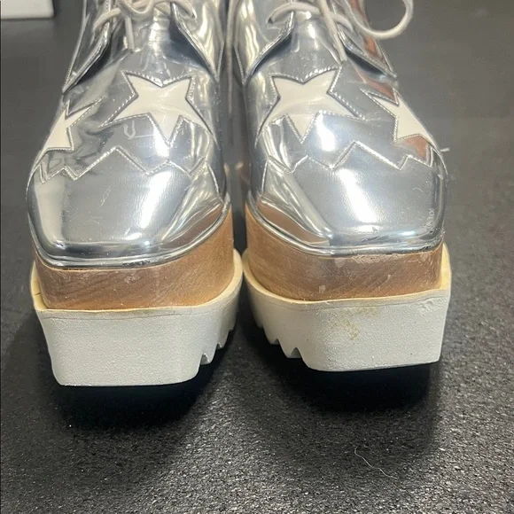 Stella McCartney Silver Star Platform Lace-Up Shoes - Picture 7 of 8